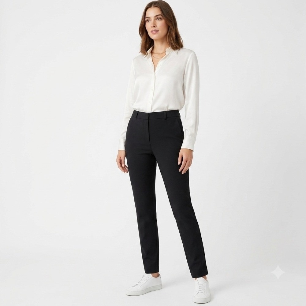 Banana Republic Sloan Pants Women 6 Black Slim Fit Tapered Ankle Dress Trousers